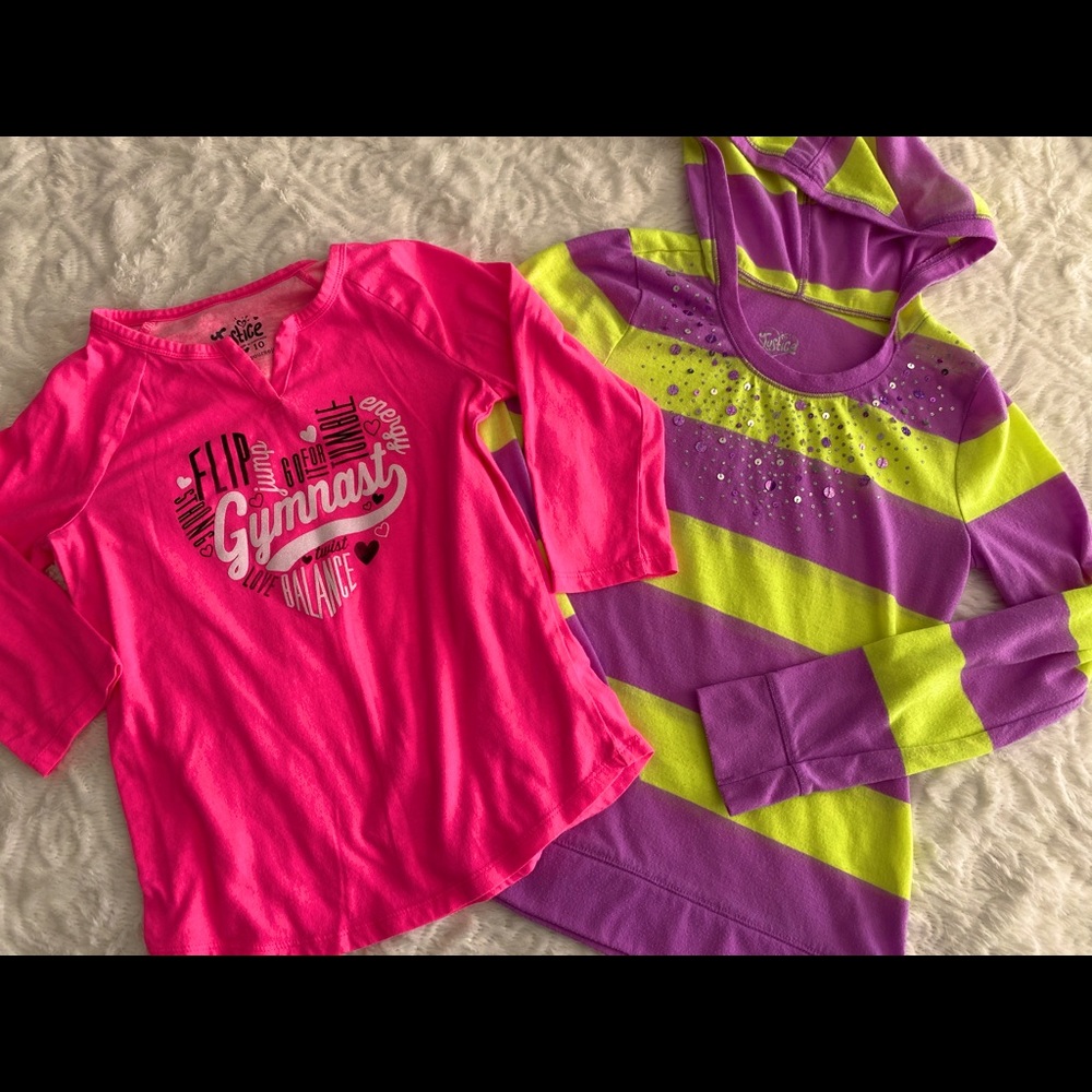 Lot of 3 Justice Hoodies and Shirt Girls 10